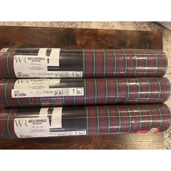 New Walls Republic Allure Red Black Stripe Wallpaper Lot of 3 Rolls R1788 - Picture 2 of 11